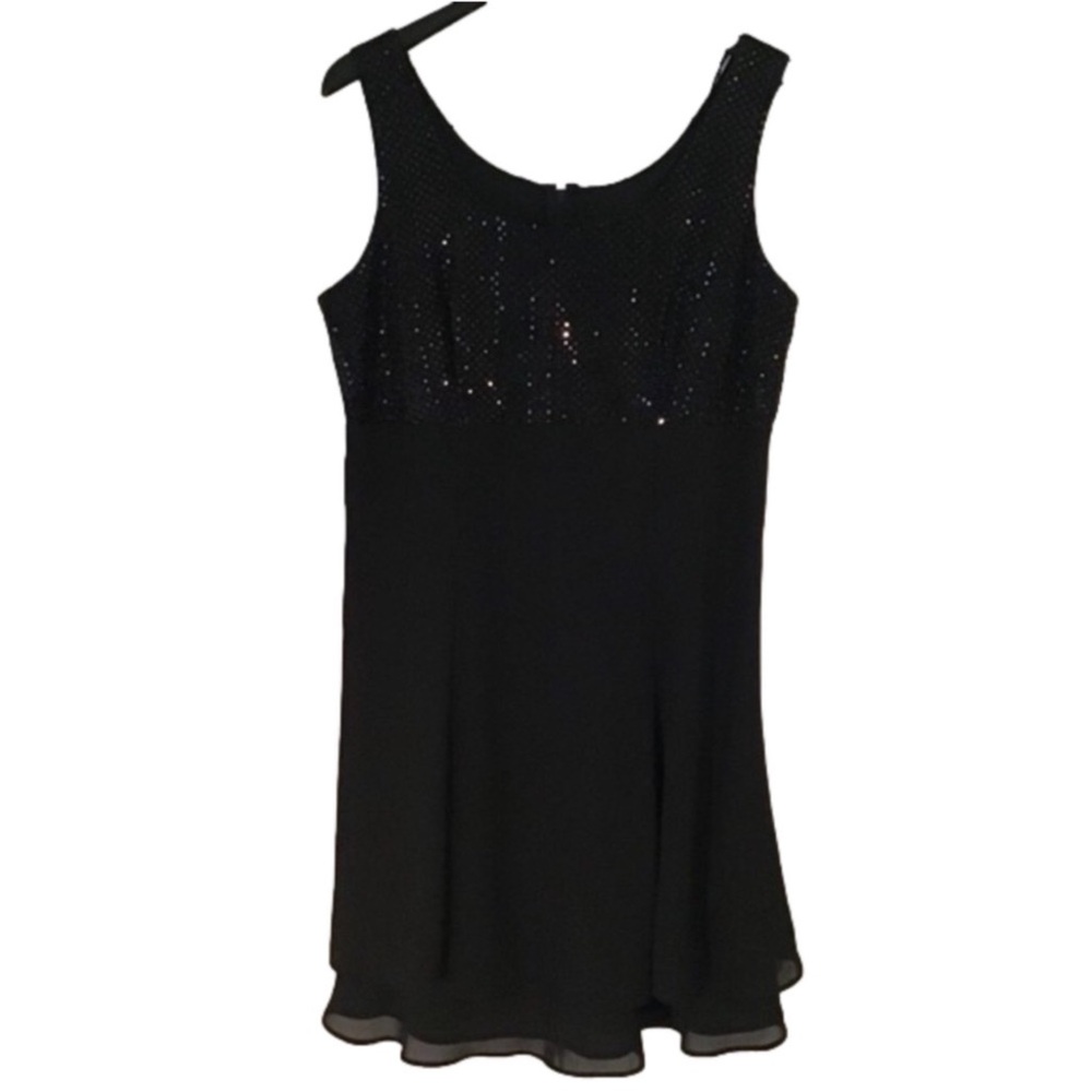 Molly Malloy Evening Woman’s Black Sequined Evening Midi Dress. Size 12.
